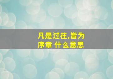 凡是过往,皆为序章 什么意思